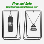 GREENSTELL Hammock Chair Stand, Swing Stand with 3 Hooks Fit for Most Hanging Chairs, Ground Nails for Outdoor and Rubber Clamps for Indoor, Hanging Stand Only Max Load 500lbs, Swing Chair not Include