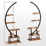 GREENSTELL Plant Stand with Grow Lights, Half Moon 7 Tiered Metal Plant Shelf, Multiple Tier Curved Ladder Flower Pot Stand Display Rack for Indoor Living Room Patio Garden Balcony Black (2 Pack)