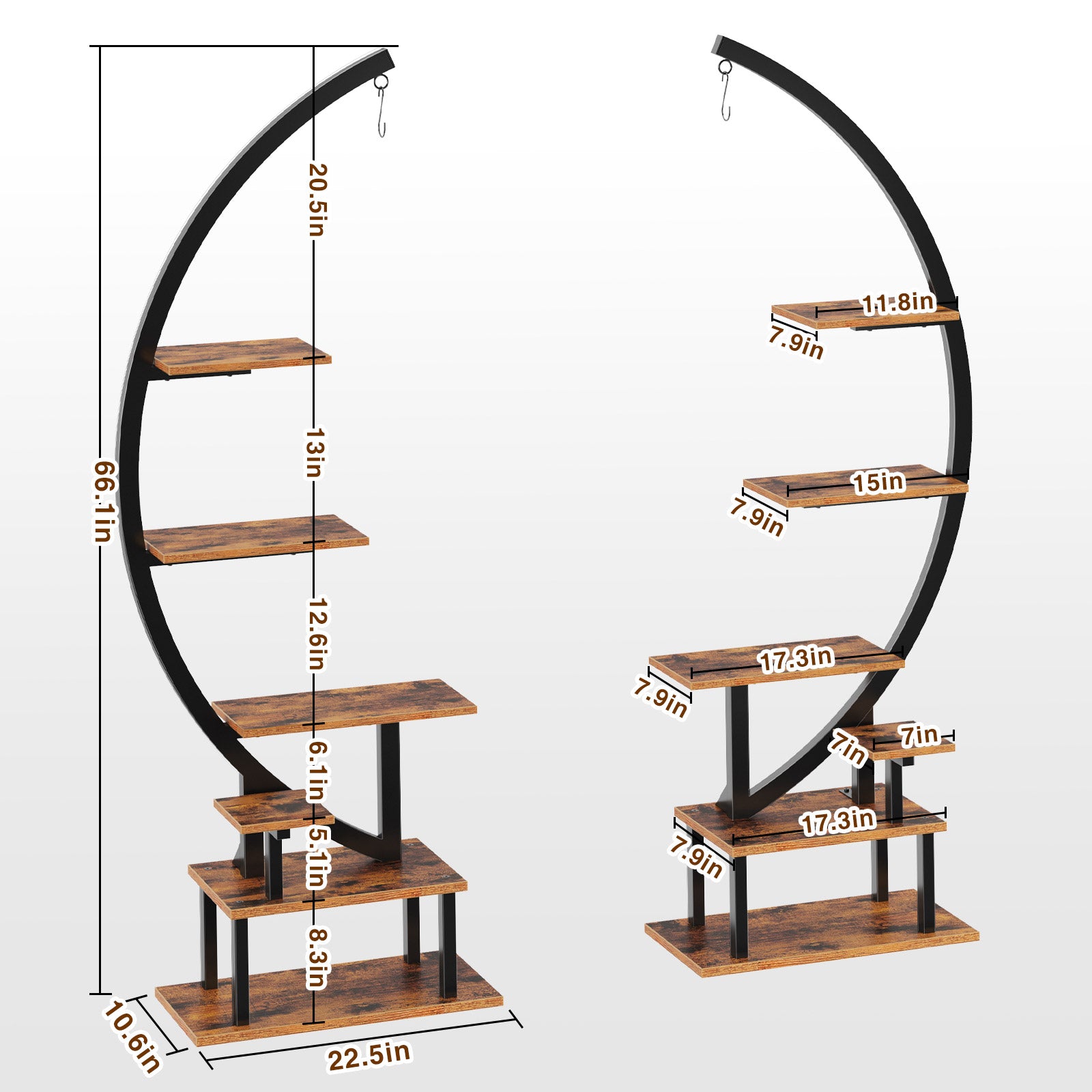 plant stand rack GREENSTELL Plant Stand with Grow Lights, Half Moon 7 Tiered Metal Plan – Greenstell
