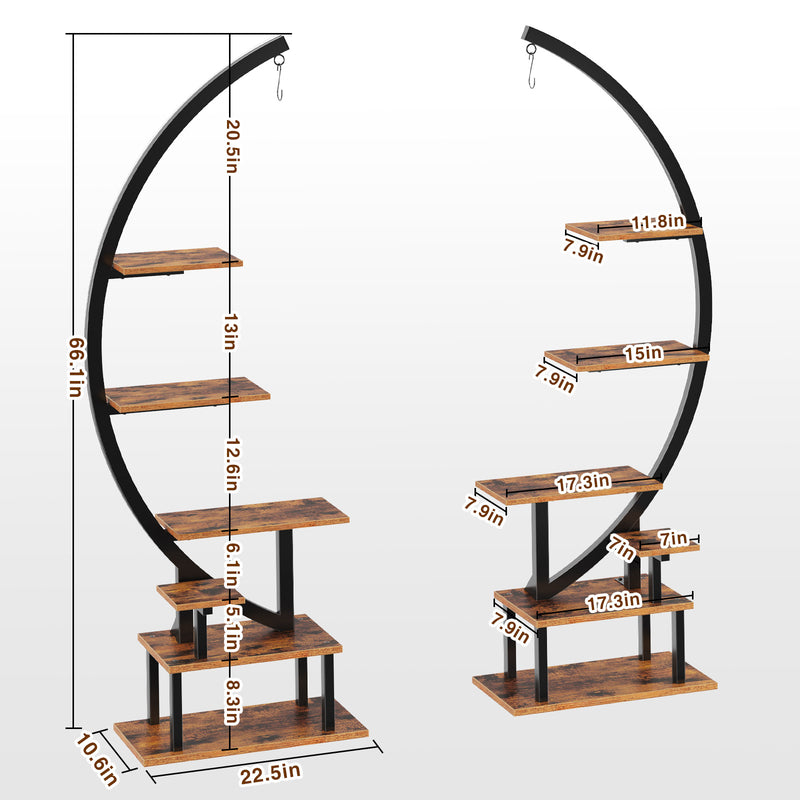 indoor multi shelf plant stand GREENSTELL Plant Stand with Grow Lights, Half Moon 7 Tiered Metal Plan – Greenstell