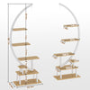 GREENSTELL Plant Stand with Grow Lights, Half Moon 7 Tiered Metal Plant Shelf , Multiple Tier Curved Ladder Flower Pot Stand Display Rack for Indoor Living Room Patio Garden Balcony White (2 Pack)