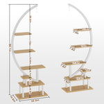 GREENSTELL Plant Stand with Grow Lights, Half Moon 7 Tiered Metal Plant Shelf , Multiple Tier Curved Ladder Flower Pot Stand Display Rack for Indoor Living Room Patio Garden Balcony White (2 Pack)