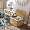 GREENSTELL Storage Basket with Lid, Wicker Basket with Lid, Handwoven Blanket Storage Basket with Handles, Removable Cotton Liner, Metal Frame, Foldable for Bedroom, Laundry Room