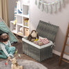 GREENSTELL Storage Basket with Lid, 27.7 Gallon(105L) Lagre Wicker Blanket Storage Basket with Handles, Foldable, 2 Removable Liner Bags, Metal Frame, for Bedroom, Laundry Room, Grey,25.6"*15.7"*15.7"