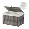 GREENSTELL Storage Basket with Lid, Wicker Basket with Lid, Handwoven Blanket Storage Basket with Handles, Removable Cotton Liner, Metal Frame, Foldable for Bedroom, Laundry Room