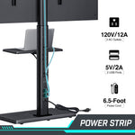 Greenstell TV Stand with Power Outlet & AV Shelf, Universal Floor TV Stand for 32-75 inch TV, Swivel Tall TV Mount Stand, Holds up to 110 LBs,Height Adjustable and Wood Base, Max VESA 600x400mm,Black