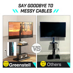 Greenstell TV Stand with Power Outlet & AV Shelf, Universal Floor TV Stand for 32-75 inch TV, Swivel Tall TV Mount Stand, Holds up to 110 LBs,Height Adjustable and Wood Base, Max VESA 600x400mm,Black