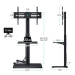 Greenstell TV Stand with Power Outlet & AV Shelf, Universal Floor TV Stand for 32-75 inch TV, Swivel Tall TV Mount Stand, Holds up to 110 LBs,Height Adjustable and Wood Base, Max VESA 600x400mm,Black