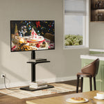 Greenstell TV Stand with Power Outlet & AV Shelf, Universal Floor TV Stand for 32-75 inch TV, Swivel Tall TV Mount Stand, Holds up to 110 LBs,Height Adjustable and Wood Base, Max VESA 600x400mm,Black
