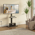 Greenstell TV Stand with Power Outlet & AV Shelf, Universal Floor TV Stand for 32-75 inch TV, Swivel Tall TV Mount Stand, Holds up to 110 LBs,Height Adjustable and Wood Base, Max VESA 600x400mm,Black