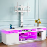 Greenstell TV Stand and Mount for 32" to 70", TV Table with Power Outlet, Gaming Modern Entertainment Center with Storage, LED Light, Height Adjustable