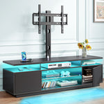 Greenstell TV Stand and Mount for 32" to 70", TV Table with Power Outlet, Gaming Modern Entertainment Center with Storage, LED Light, Height Adjustable