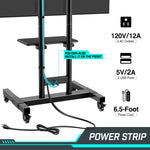 GREENSTELL TV Stand with Power Outlet, Mobile TV Cart on Wheels for 32-85 inch LED LCD Flat Curved Panel Screen TVs, up to 132lbs, Height Adjustable Rolling TV Stand with AV Shelf, Max VESA 600x400mm
