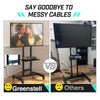 GREENSTELL TV Stand with Power Outlet, Mobile TV Cart on Wheels for 32-85 inch LED LCD Flat Curved Panel Screen TVs, up to 132lbs, Height Adjustable Rolling TV Stand with AV Shelf, Max VESA 600x400mm