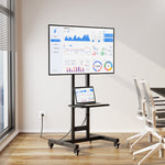 GREENSTELL TV Stand with Power Outlet, Mobile TV Cart on Wheels for 32-85 inch LED LCD Flat Curved Panel Screen TVs, up to 132lbs, Height Adjustable Rolling TV Stand with AV Shelf, Max VESA 600x400mm
