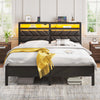Greenstell LED Bed Frame with Headboard Storage - Charging Station