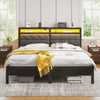 Greenstell LED Bed Frame with Headboard Storage - Charging Station