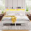 Greenstell LED Bed Frame with Headboard Storage - Charging Station