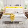 Greenstell LED Bed Frame with Headboard Storage - Charging Station