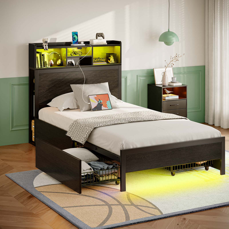 Greenstell Tech-Infused Bed Frame - Minimalist Storage Design Redefining Bedroom Spaces, Adult