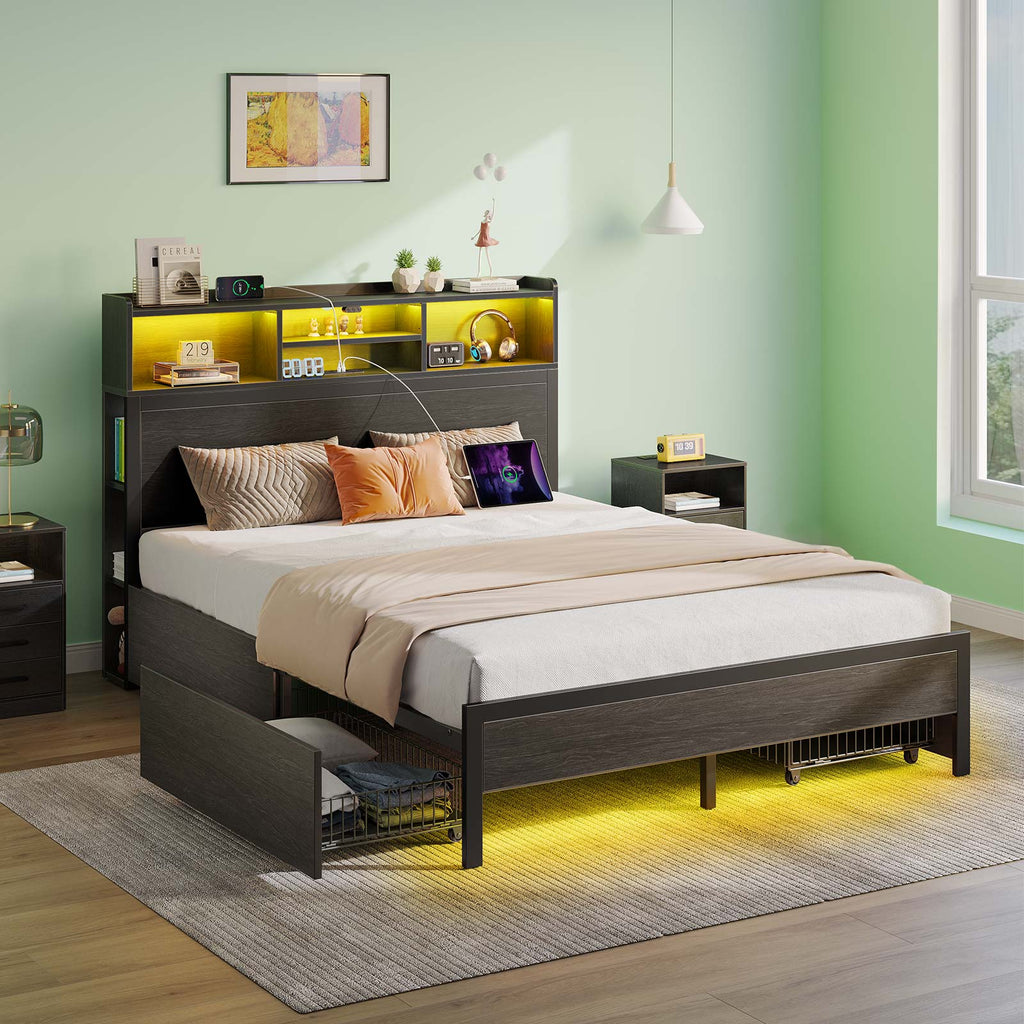 Greenstell Tech-Infused Bed Frame - Minimalist Storage Design Redefining Bedroom Spaces, Adult