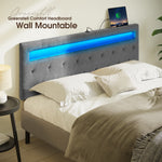 GREENSTELL Headboard with 60,000 DIY Color of LED Light, USB & Type C Post, Attach Frame, Height Adjustable, Wall Mounted Head Boards Only, Sturdy & Stable