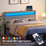 GREENSTELL Headboard with 60,000 DIY Color of LED Light, USB & Type C Post, Attach Frame, Height Adjustable, Wall Mounted Head Boards Only, Sturdy & Stable