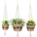 Greenstell 3 Pcs Macrame Plant Hangers and Hand-woven Seagrass Hanging Planter
