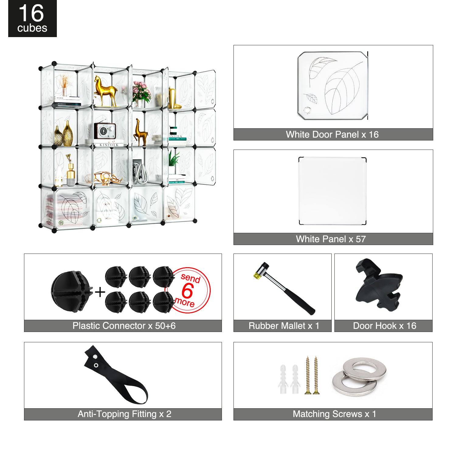 8/12/16/20 Cube Organizer Stackable Plastic Cube Storage Closet Cabinet  with Hanging Rod White - Bed Bath & Beyond - 33397516