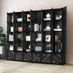 Greenstell Portable Cube Storage Organizer, Plastic & Stackable Closet Organizer Dark Black Panels with Doors