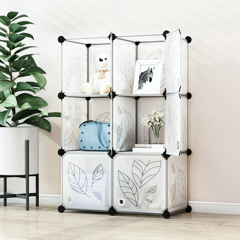 Greenstell Plastic Stackable Cube Storage 6 Portable Closet Cubes White With Doors