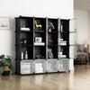 Greenstell Plastic Stackable Cube Storage Organizer 16 Portable Closet Cubes Black With Doors