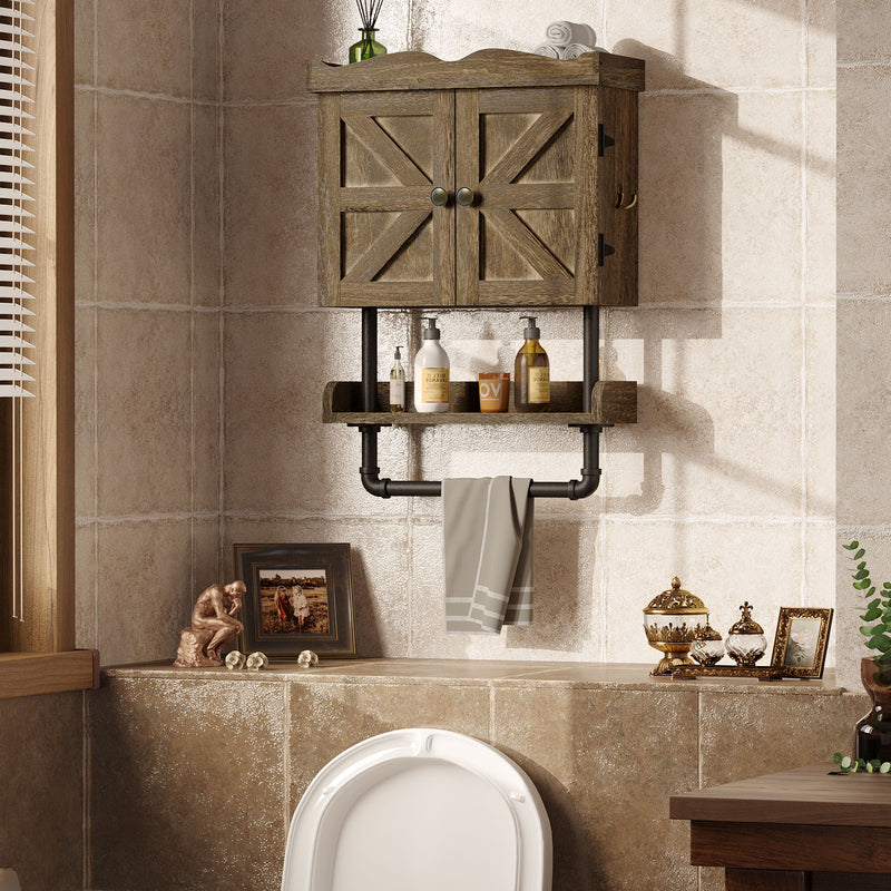 Greenstell Bathroom Wall Cabinet with Adjustable Shelf and 2 Hooks