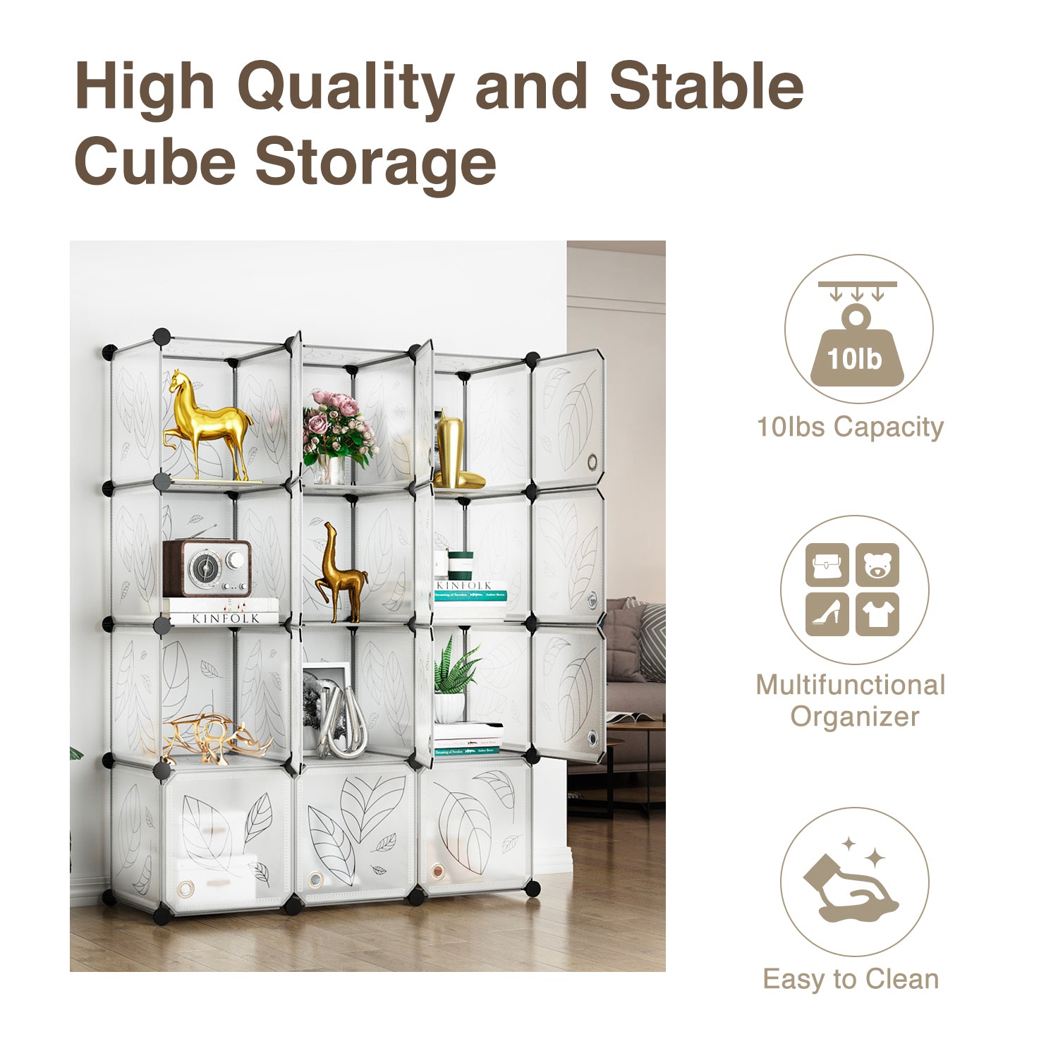 Greenstell Plastic Stackable Cube Storage Organizer 12 Portable Closet