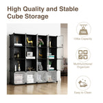 Greenstell Plastic Stackable Cube Storage Organizer 16 Portable Closet Cubes Black With Doors