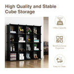 Greenstell Plastic Stackable Cube Storage 16 Closet Cubes Black