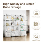 Greenstell Plastic Stackable Cube Storage Organizer 16 Portable Closet Cubes White With Doors