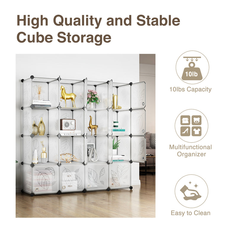 Greenstell Plastic Stackable Cube Storage Organizer 16 Portable Closet