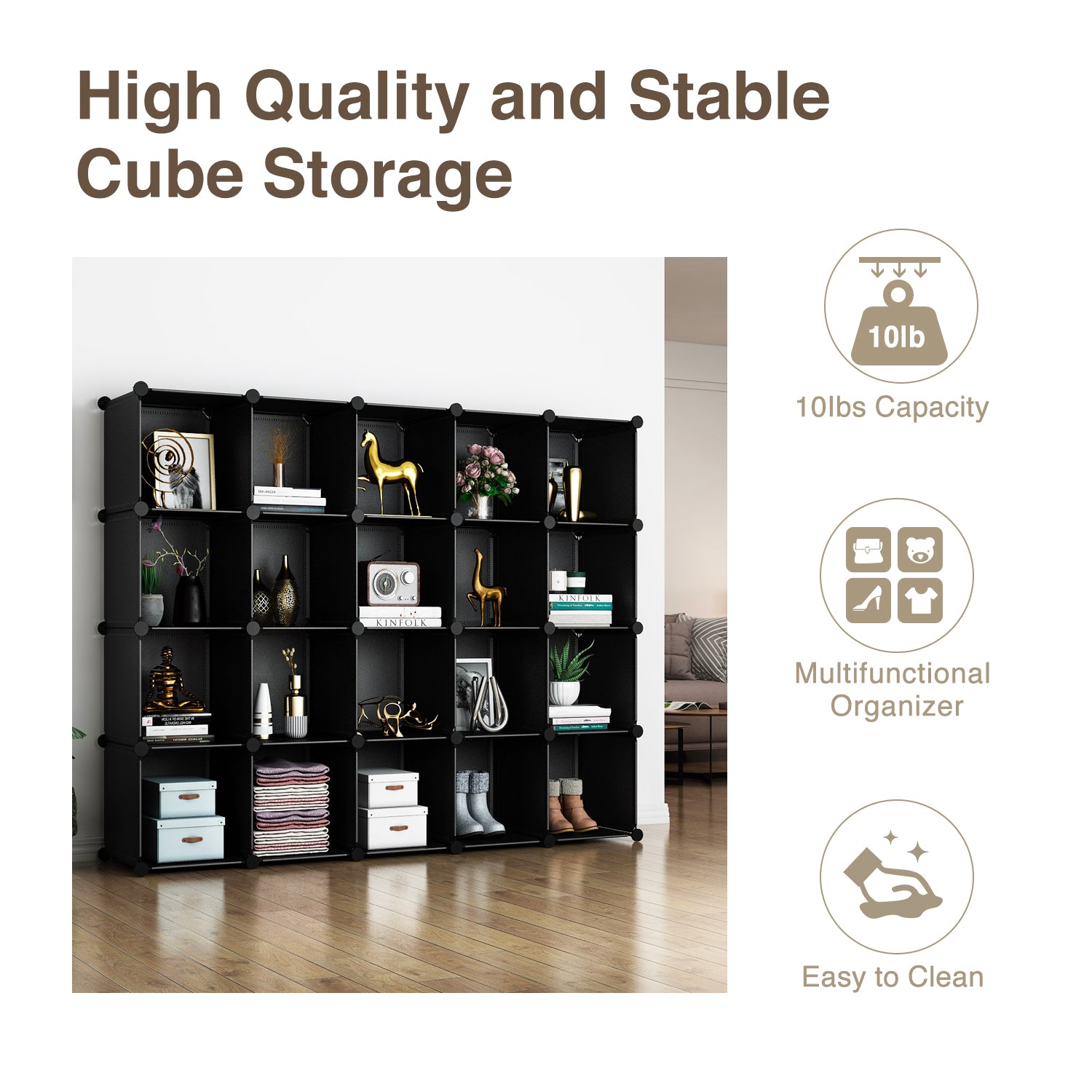Greenstell Plastic Stackable Cube Storage Organizer 16 Portable Closet
