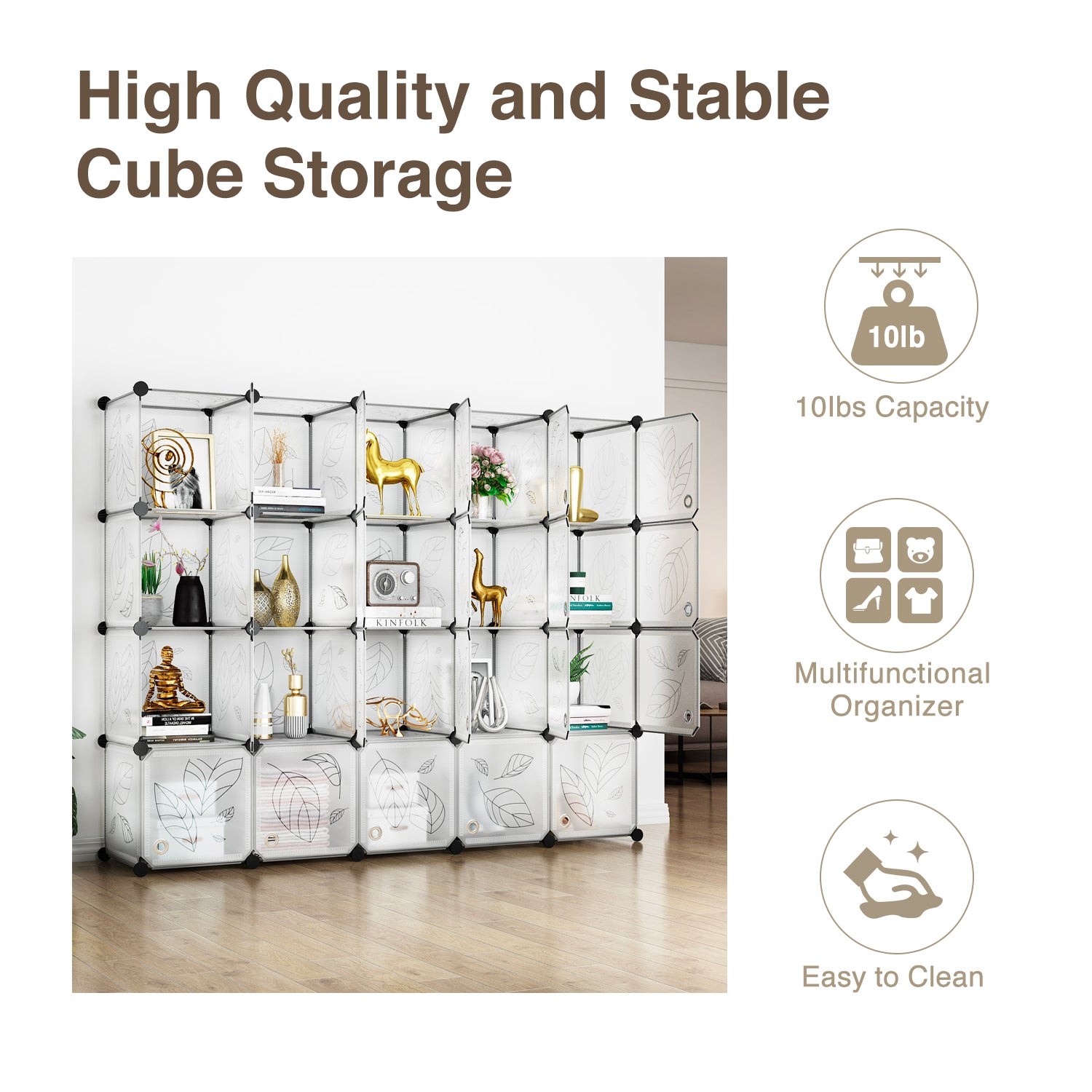 20-Cube DIY Plastic Cube Storage Organizer with Doors - Costway