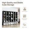 Greenstell Portable Cube Storage Organizer, Plastic & Stackable Closet Organizer Dark Black Panels with Doors