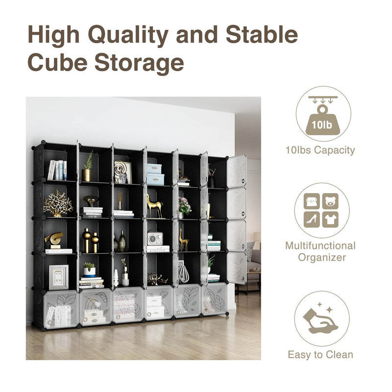 Greenstell Closet Organizer, 9 Cube Storage Organizer with Doors, Portable Closet Storage Shelves, Modular Bookcase Closet Cabin