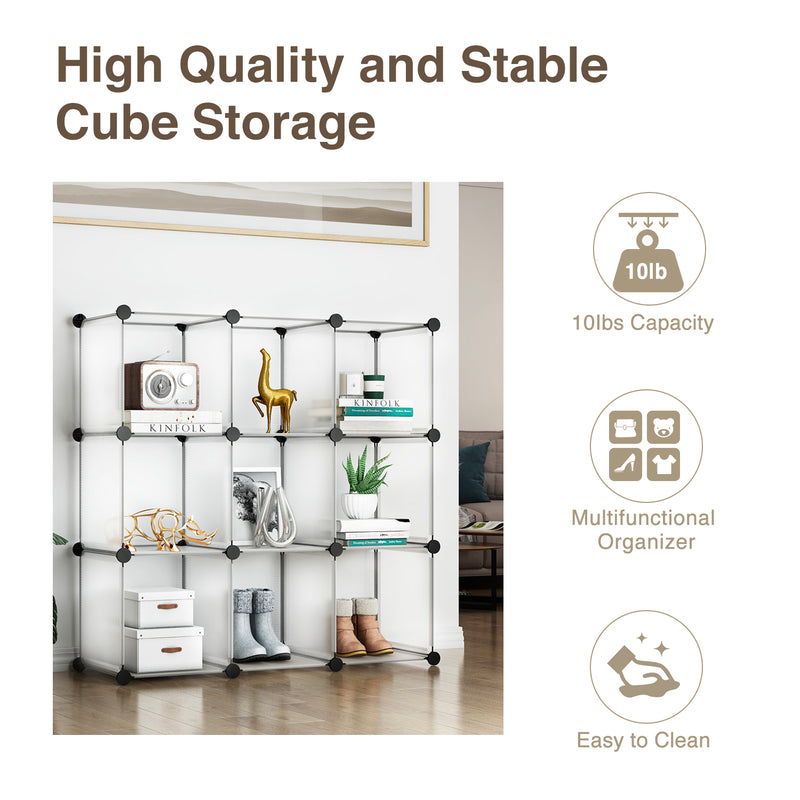 Greenstell Plastic Stackable Cube Storage 9 Closet Cubes White