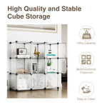 Greenstell Plastic Stackable Cube Storage 9 Portable Closet Cubes White With Doors