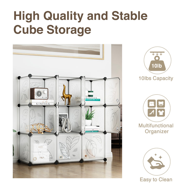 Greenstell Plastic Stackable Cube Storage 9 Portable Closet Cubes White