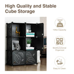 Greenstell Plastic Stackable Cube Storage 6 Portable Closet Cubes Black With Doors