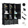 Greenstell Plastic Portable Stackable Cube Storage 12 Closet Cubes Black With Doors