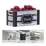 Greenstell Rustic Wooden Crate with Chalkboard, Cutout Handle and Metal Wraps