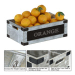 Greenstell Rustic Wooden Crate with Chalkboard, Cutout Handle and Metal Wraps
