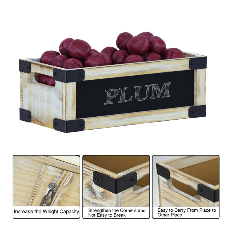 Greenstell Rustic Wooden Crate, Chalkboard, Cutout Handle, Metal Wraps